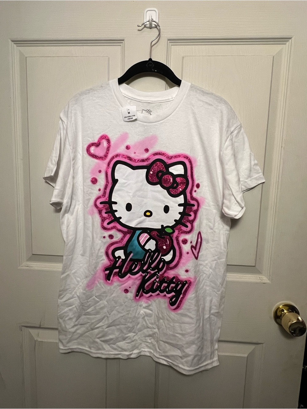 Sanrio White Tee with Pink Hello Kitty Graphic